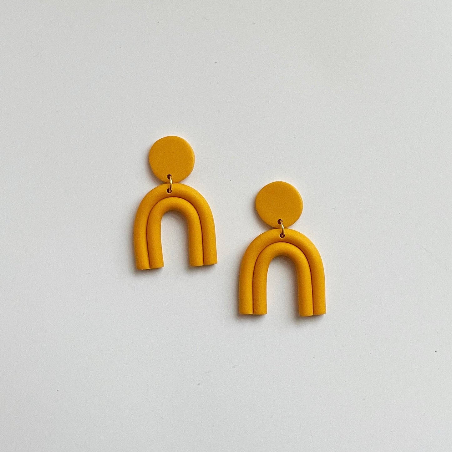 Alina Arch Polymer Clay Earring in Mustard Colour