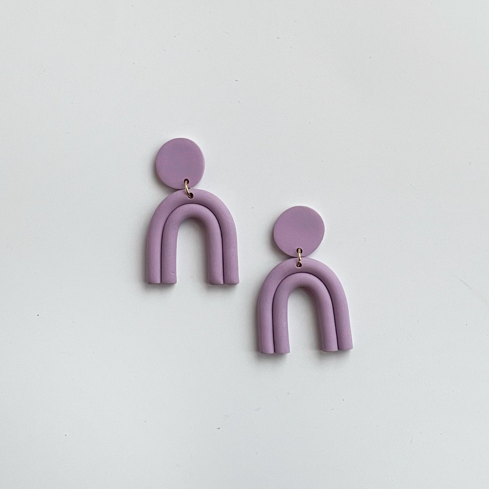 Alina Arch Polymer Clay Earring in Lavender Colour