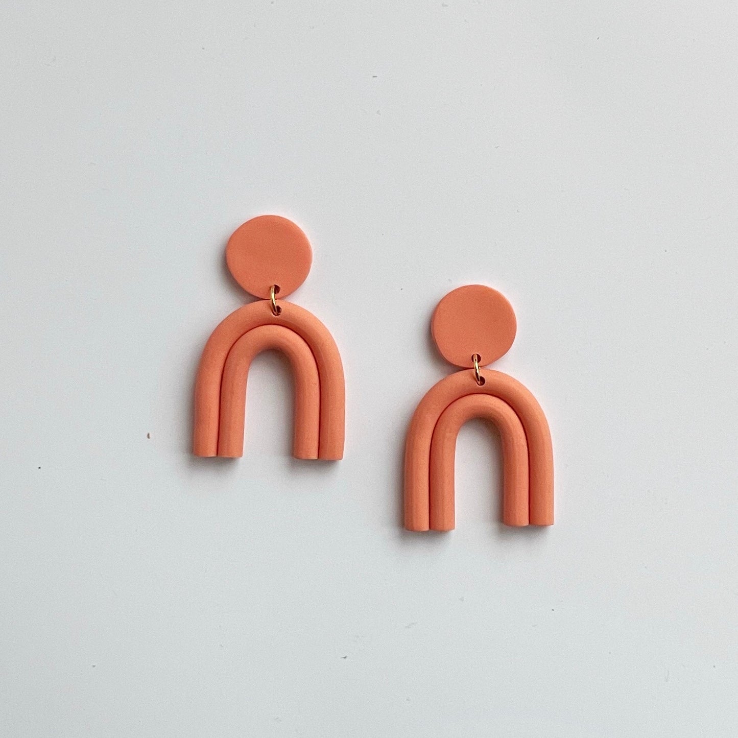 Alina Arch Polymer Clay Earring in Peach Colour