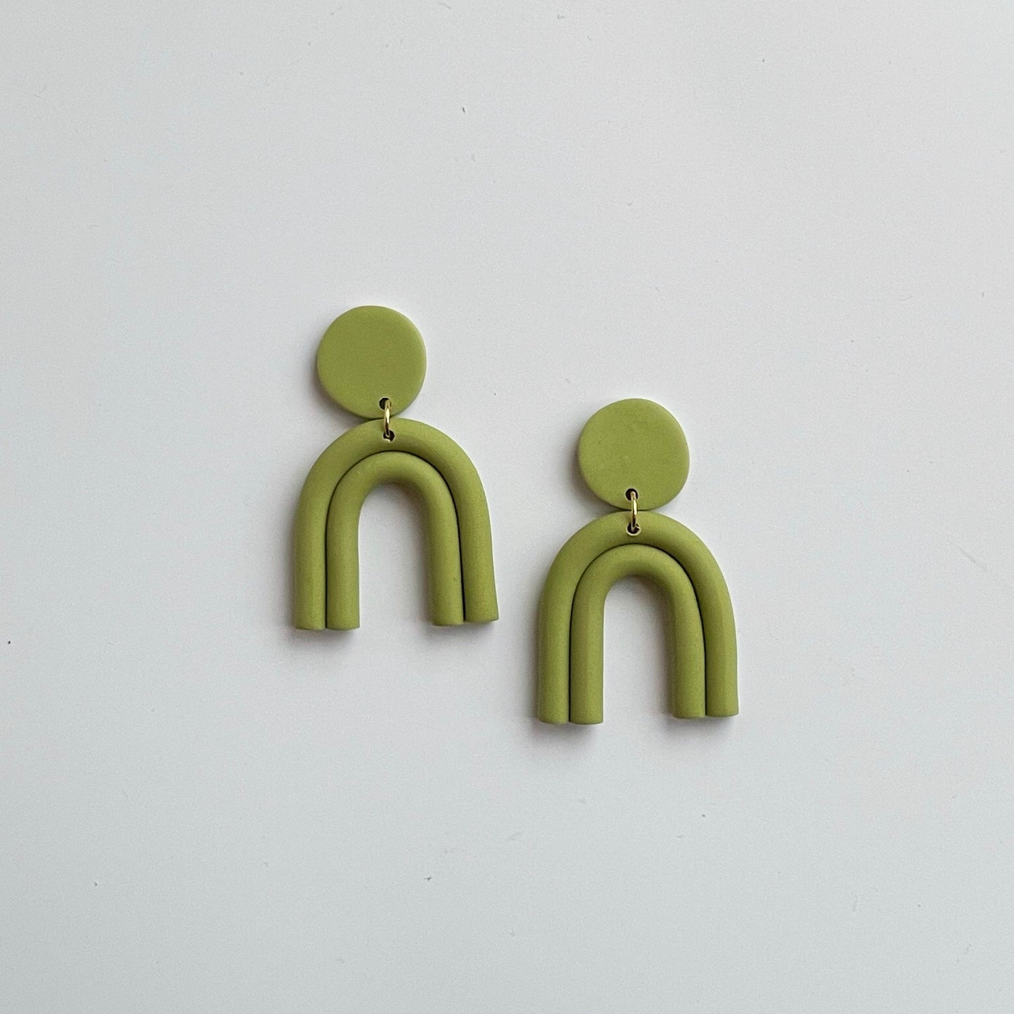 Alina Arch Polymer Clay Earring in Olive Colour