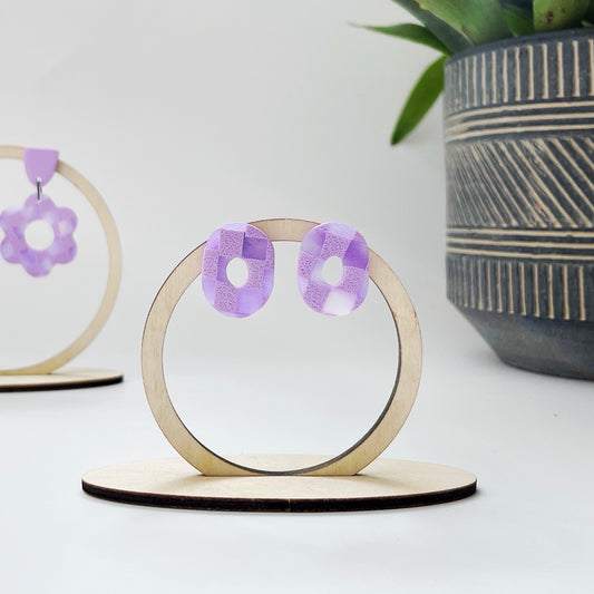 Donut Stud in Lavender Check  - Limited Edition